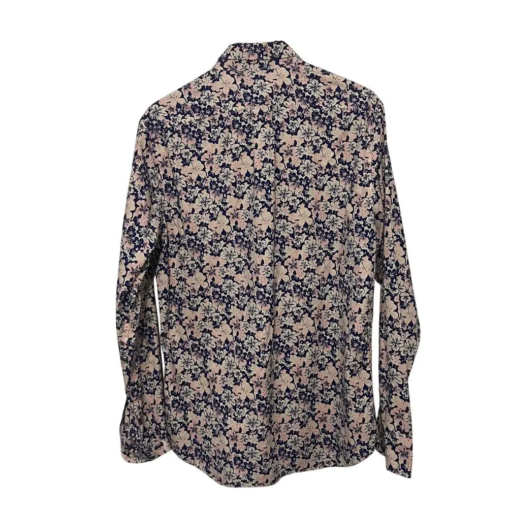 J.Crew Secret Wash Shirt Mens Small Pink Blue Slim Fit Floral Organic Cotton